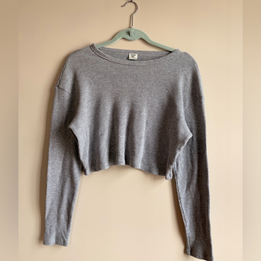 Sunday Best Gray Ribbed Crop Top